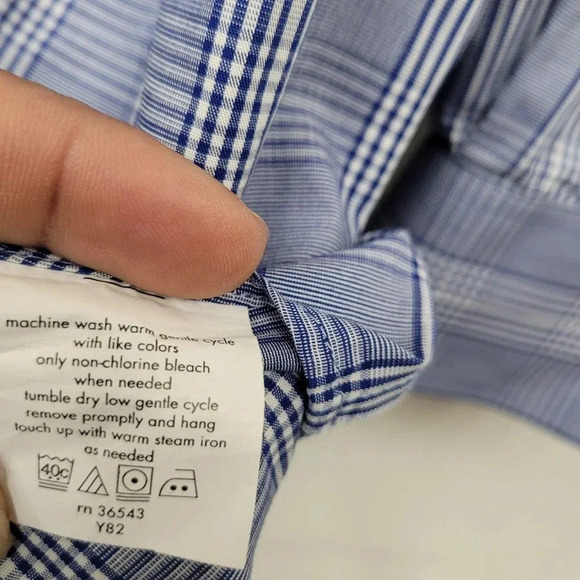 MICHAEL Michael Kors Men Button-Up Shirt 17 Multicolor Cotton Plaid Long Sleeve - Picture 4 of 6